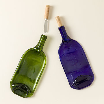 Recycled Wine Bottle Platter with Spreader